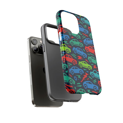 Vibrant Retro Automotive Design Protective Phone Case for Kids and Adults – Colourful 3D Wrap Style – Stylish Protection Compatible with iPhone 13, 14, 15 & 16 – All Models Including Pro, Pro Max & Plus