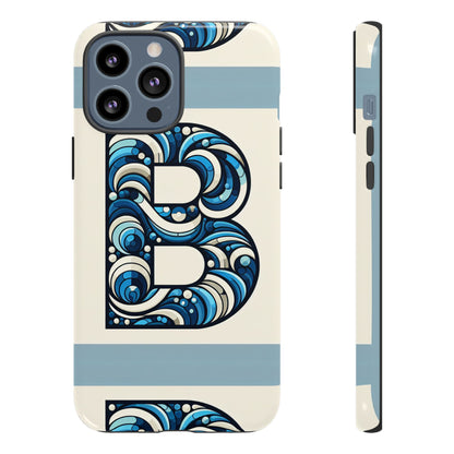 Blue Alphabet Letter B Phone Case with 3D Wrap and Shock Protection for Kids and Teens Durable TPU Cover with Vibrant Design