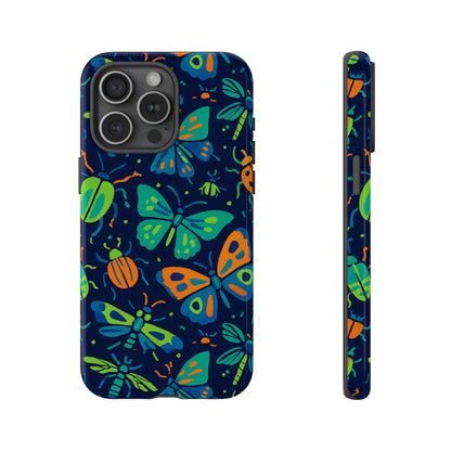 Vibrant Insect Pattern Protective Phone Case for Stylish Protection – Multicolour 3D Design Compatible with iPhone 13, 14, 15 & 16 – all models including Pro, Pro Max & Plus