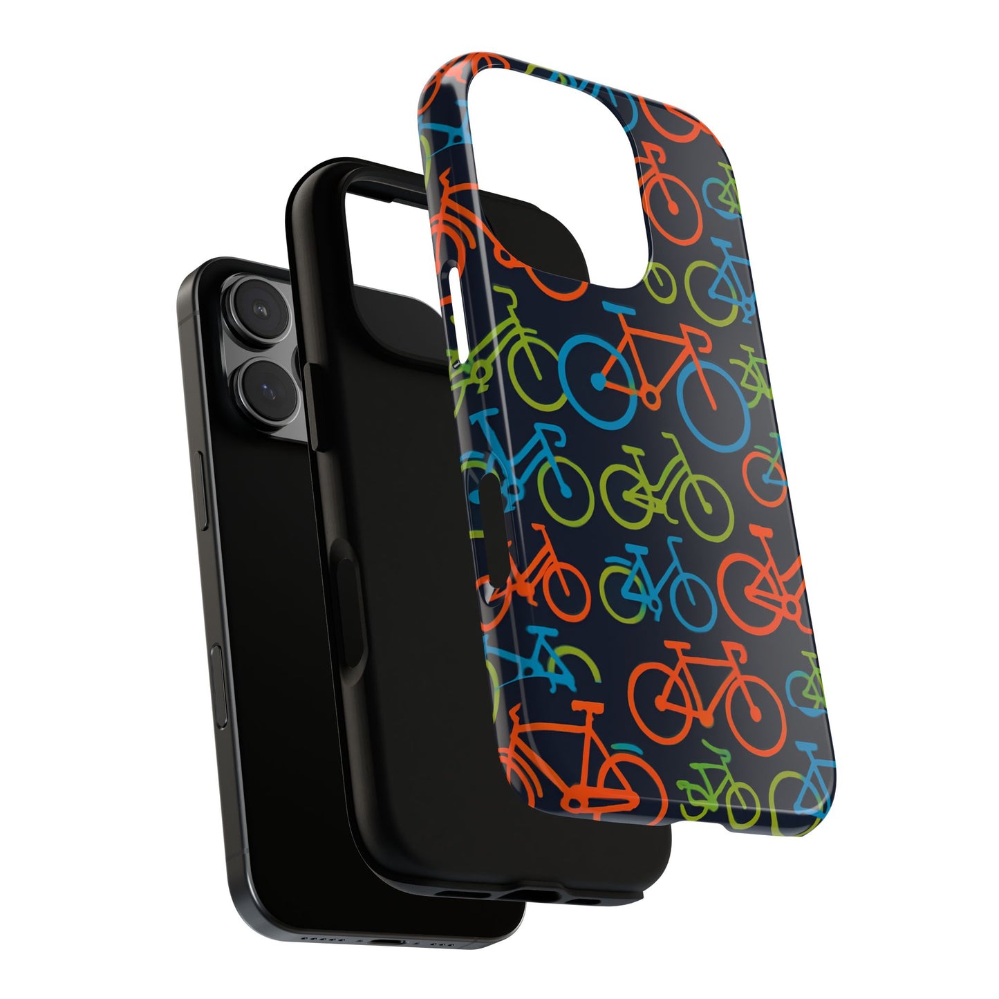 multicolour bicycle print protective phone case for smartphones – vibrant style and trendy accessory compatible with iphone 13, 14, 15 & 16 – all models including pro, pro max & plus