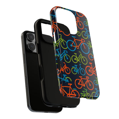 Multicolour Bicycle Print Protective Phone Case for Smartphones – Vibrant Style and Trendy Accessory Compatible with iPhone 13, 14, 15 & 16 – all models including Pro, Pro Max & Plus