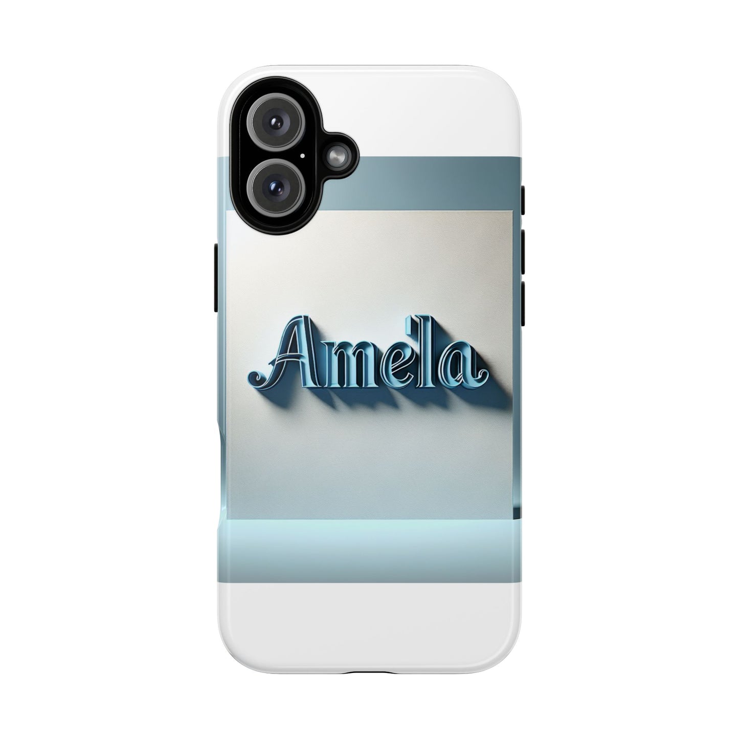 sleek 3d glossy phone case in blue with elegant name design fashion accessory for personal expression compatible with iphone 13, 14, 15 & 16 – all models including pro, pro max & plus