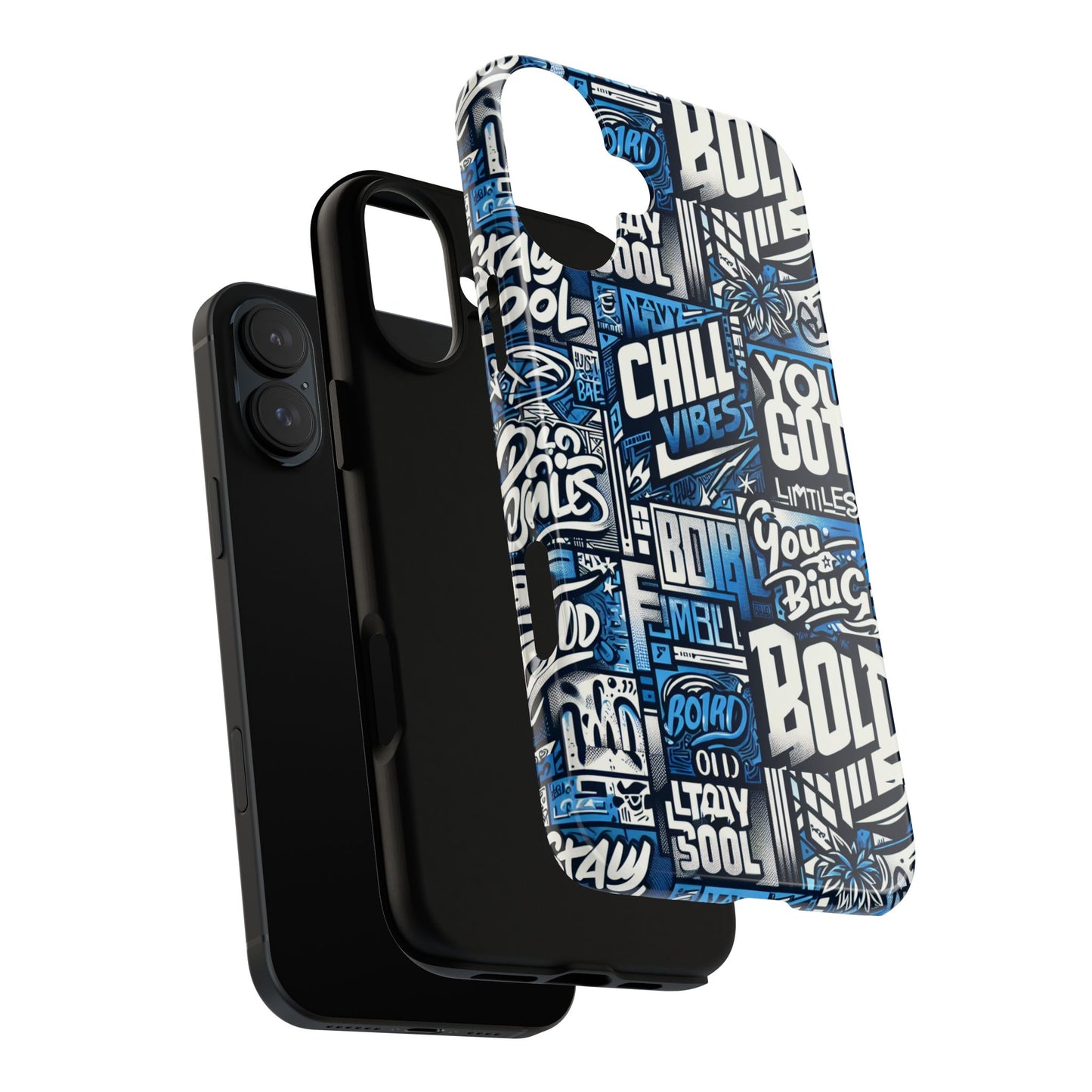 vibrant 3d typography phone case in blue – stylish protection for trendy individuals – compatible with iphone 13, 14, 15 & 16 – all models including pro, pro max & plus
