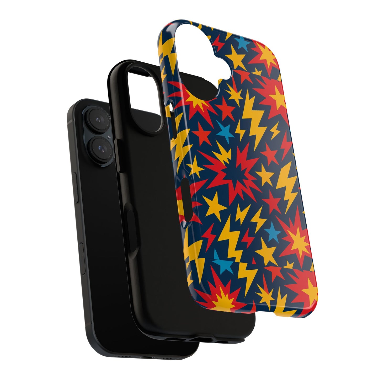 vibrant 3d superhero phone case with colourful lightning design for men and women, stylish protection compatible with iphone 13, 14, 15 & 16 – all models including pro, pro max & plus