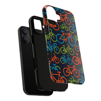 Multicolour Bicycle Print Protective Phone Case for Smartphones – Vibrant Style and Trendy Accessory Compatible with iPhone 13, 14, 15 & 16 – all models including Pro, Pro Max & Plus