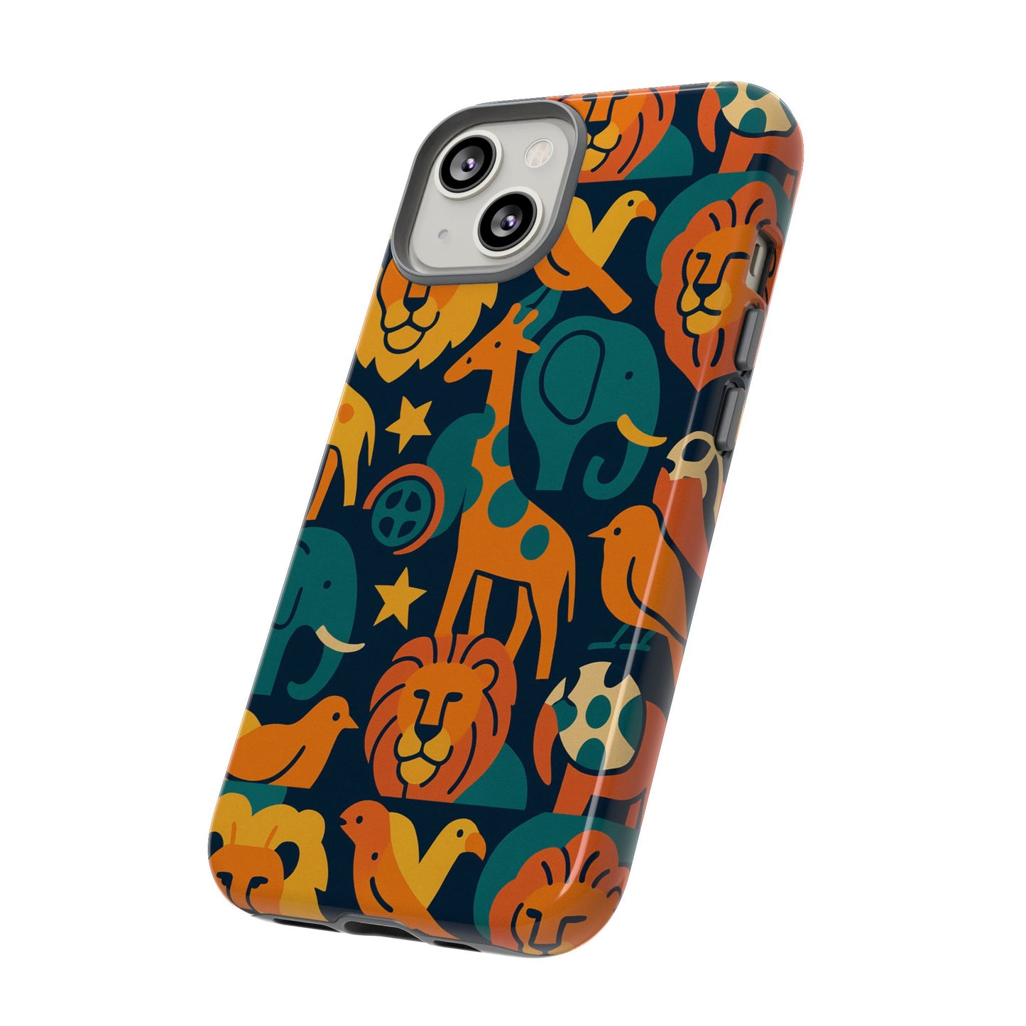 vibrant animal print protective phone case in multicolour – playful design for stylish protection – compatible with iphone 13, 14, 15 & 16 – all models including pro, pro max & plus