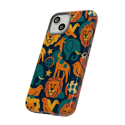 Vibrant Animal Print Protective Phone Case in Multicolour – Playful Design for Stylish Protection – Compatible with iPhone 13, 14, 15 & 16 – All Models Including Pro, Pro Max & Plus