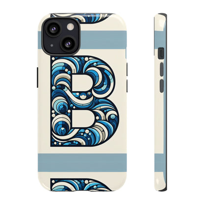 Blue Alphabet Letter B Phone Case with 3D Wrap and Shock Protection for Kids and Teens Durable TPU Cover with Vibrant Design