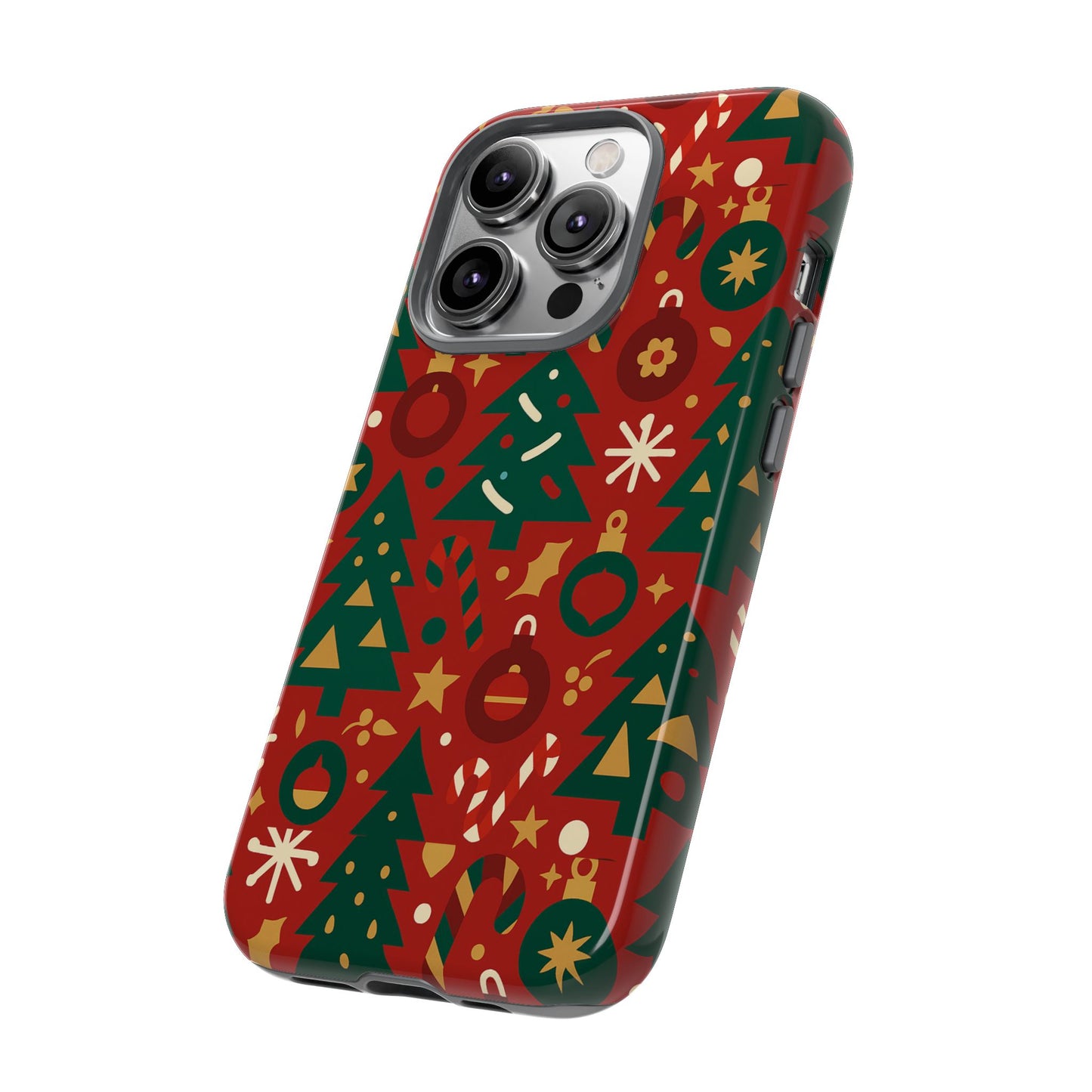 festive red christmas phone case with 3d wrap design – vibrant protection for iphone 13, 14, 15 & 16 – all models including pro, pro max & plus