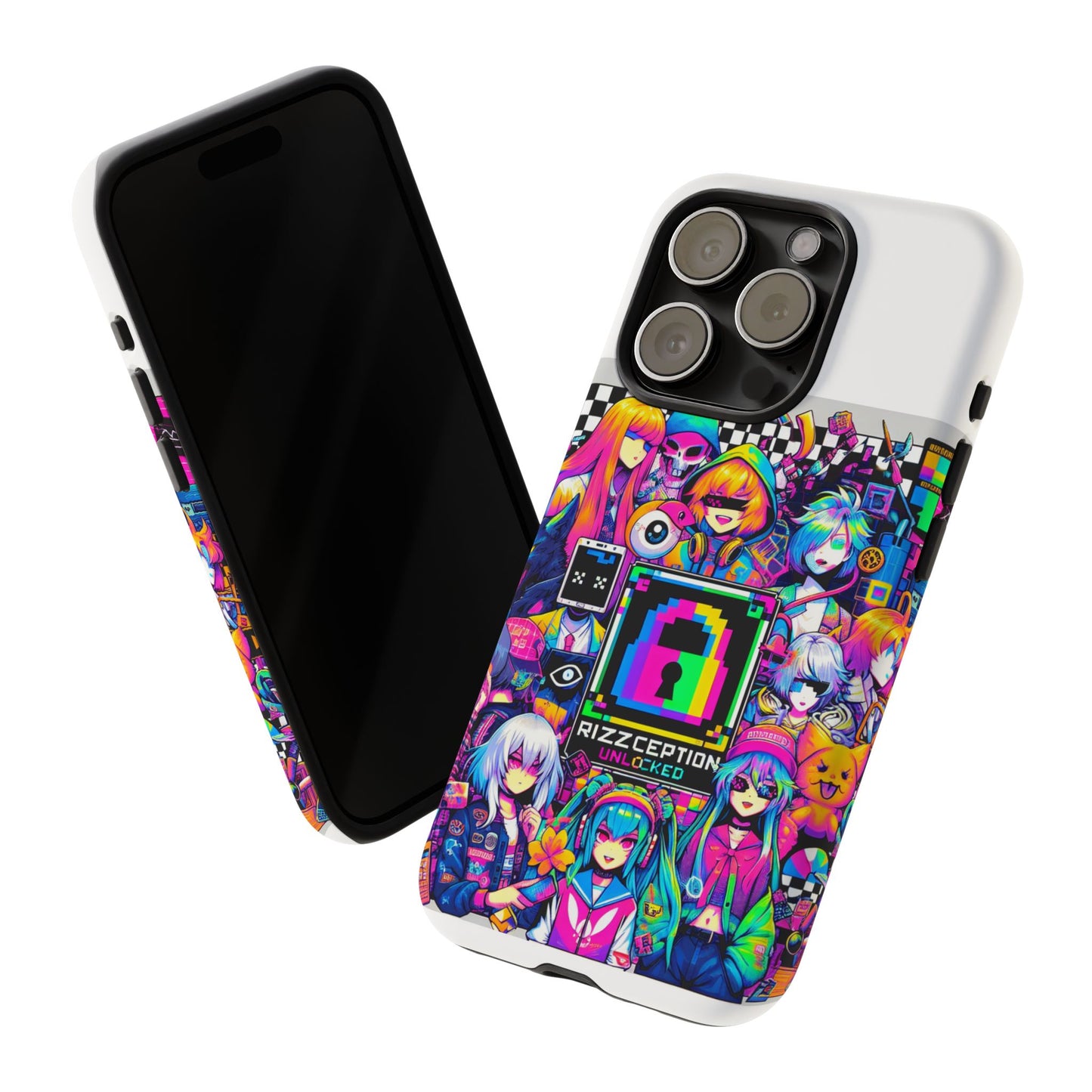 rizzception unlocked 3d wrap protective phone case for anime lovers, durable silicone liner, uv protected, stylish accessories for smartphones