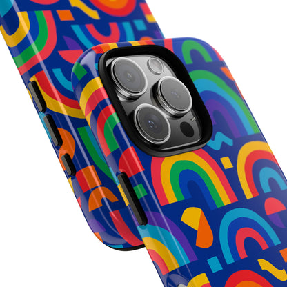 Vibrant Rainbow Geometric 3D Wrap Protective Phone Case for Stylish Accessories Compatible with iPhone 13, 14, 15 & 16 – All Models Including Pro, Pro Max & Plus