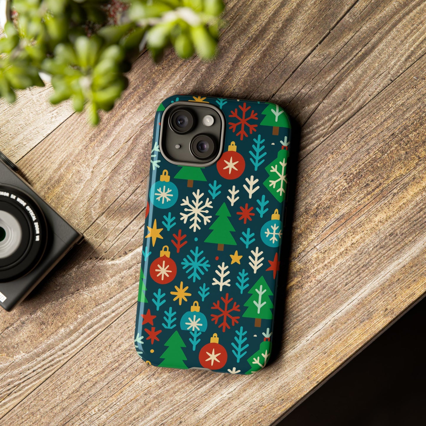 multicolour 3d wrap protective phone case with retro christmas design for stylish protection – compatible with iphone 13, 14, 15 & 16 – all models including pro, pro max & plus