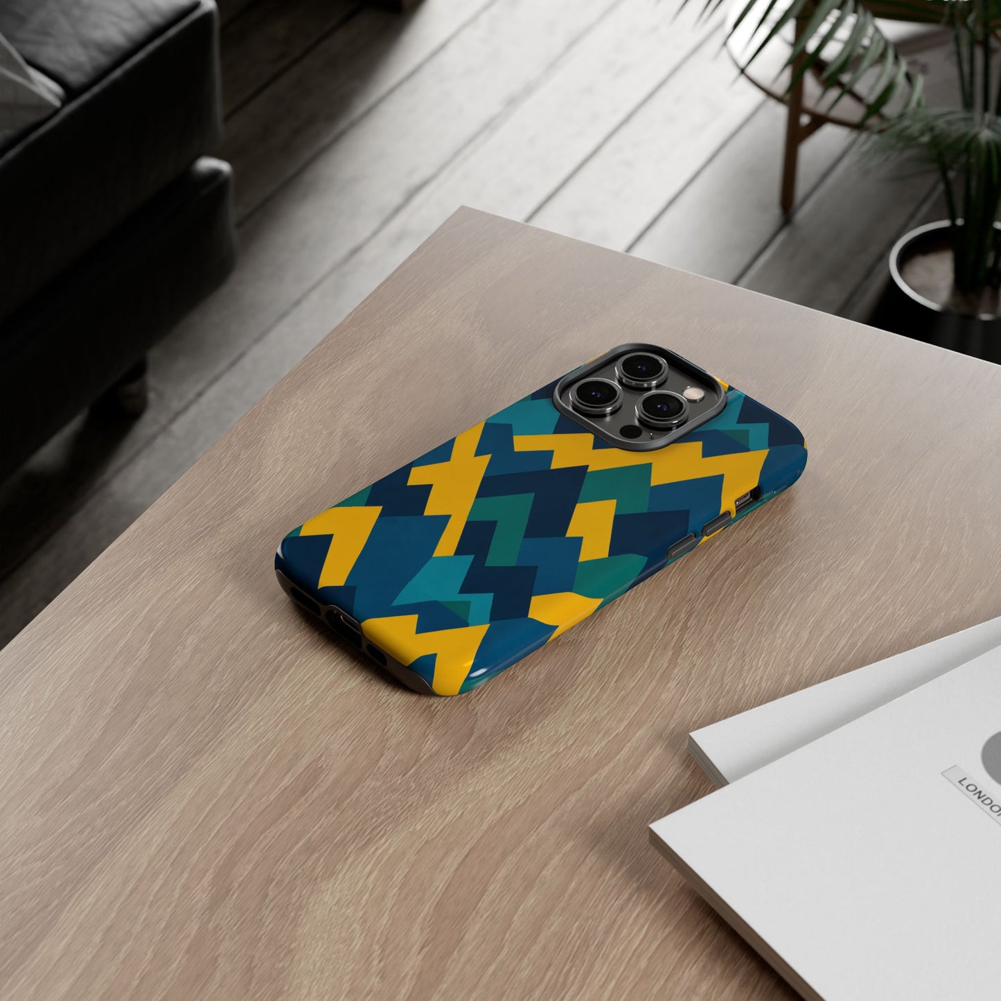 vibrant geometric mountain design protective phone case for unique style and durable protection compatible with iphone 13, 14, 15 & 16 – all models including pro, pro max & plus