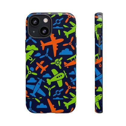 Vibrant Airplane Pattern Protective Phone Case for Colourful Accessory Durable Design Compatible with iPhone 13, 14, 15 & 16 – all models including Pro, Pro Max & Plus