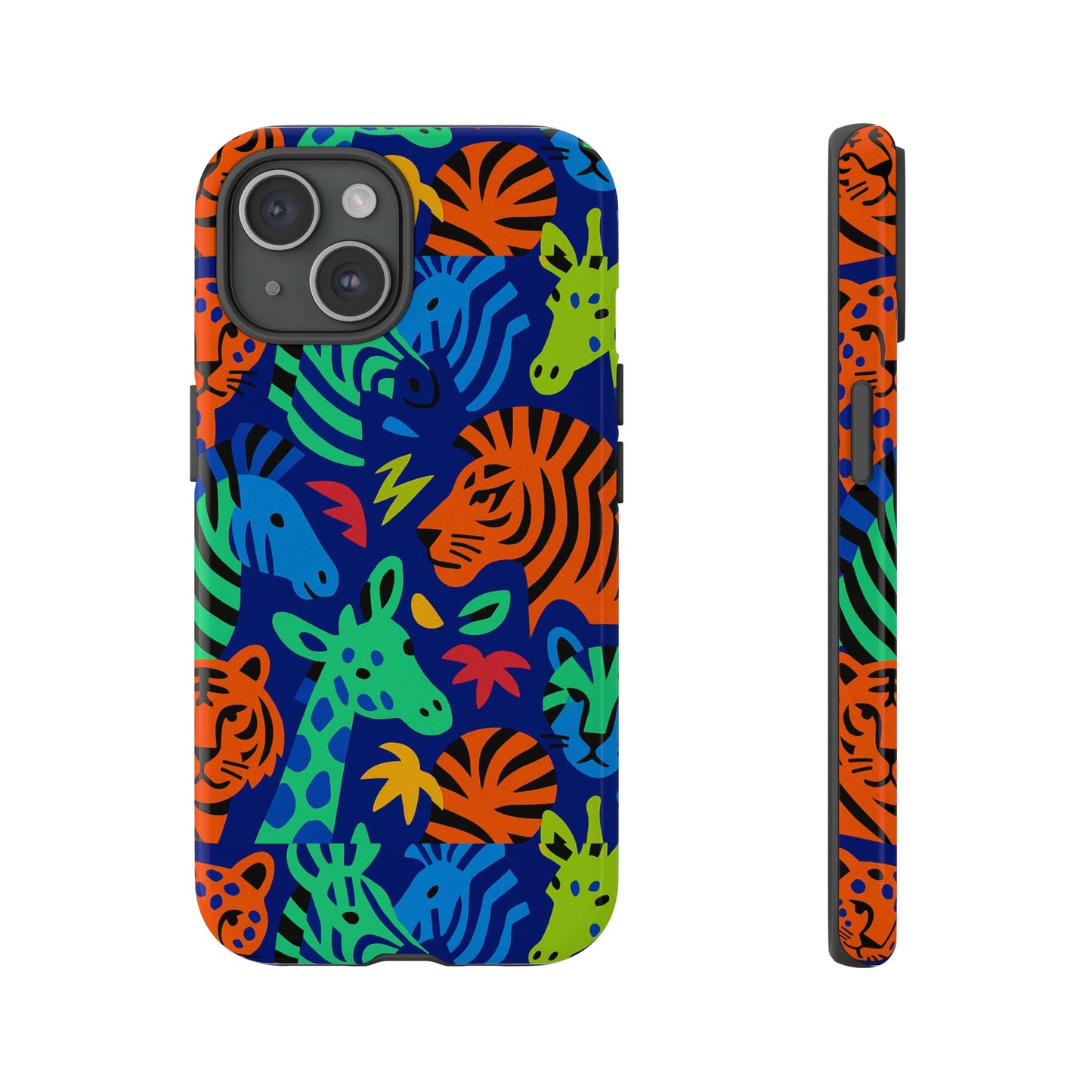 vibrant animal print 3d wrap protective phone case stylish accessory for men and women compatible with iphone 13, 14, 15 & 16 – all models including pro, pro max & plus