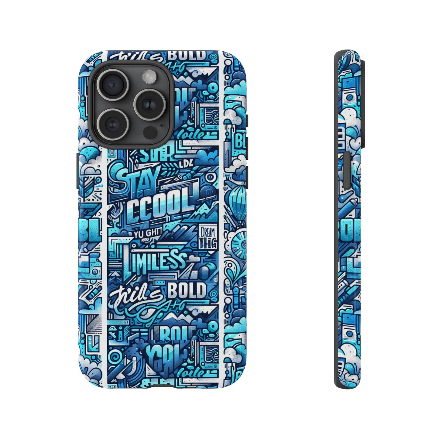 vibrant artistic 3d wrap phone case in blue for trendsetters – stylish protection compatible with iphone 13, 14, 15 & 16 – all models including pro, pro max & plus