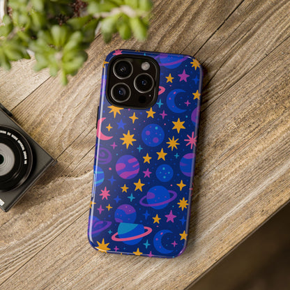 Vibrant Space Theme Protective Phone Case for Unisex – Colourful 3D Design Fashion Accessory Compatible with iPhone 13, 14, 15 & 16 – All Models Including Pro, Pro Max & Plus