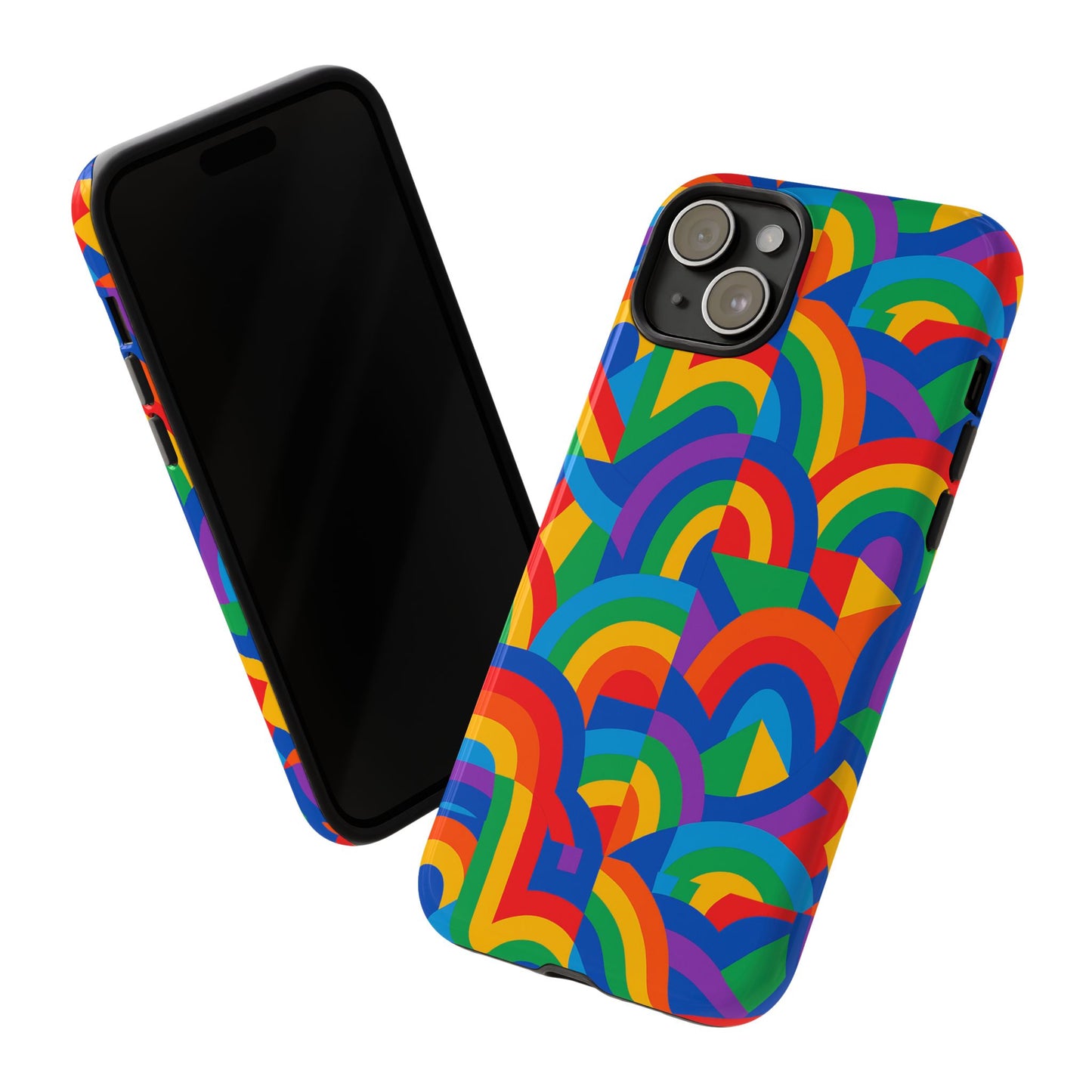 multicolour rainbow protective phone case with 3d design for stylish protection compatible with iphone 13, 14, 15 & 16 – all models including pro, pro max & plus