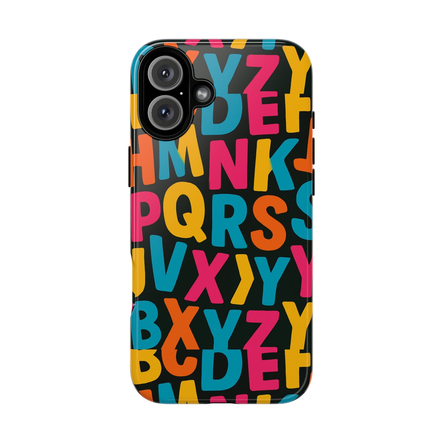 multicolour 3d alphabet wrap protective phone case for unique style and vibrant protection compatible with iphone 13, 14, 15 & 16 – all models including pro, pro max & plus