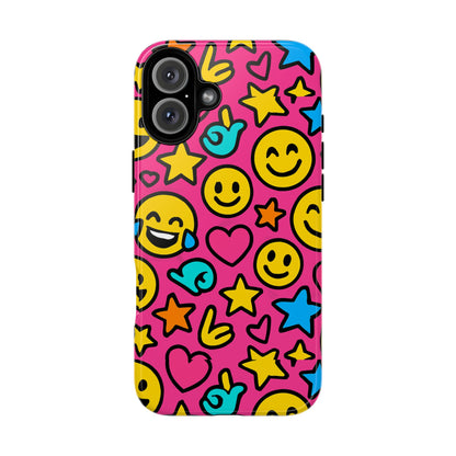 Vibrant Pink Emoji Phone Case with 3D Wrap Design for Stylish Protection Compatible with iPhone 13, 14, 15 & 16 – All Models Including Pro, Pro Max & Plus