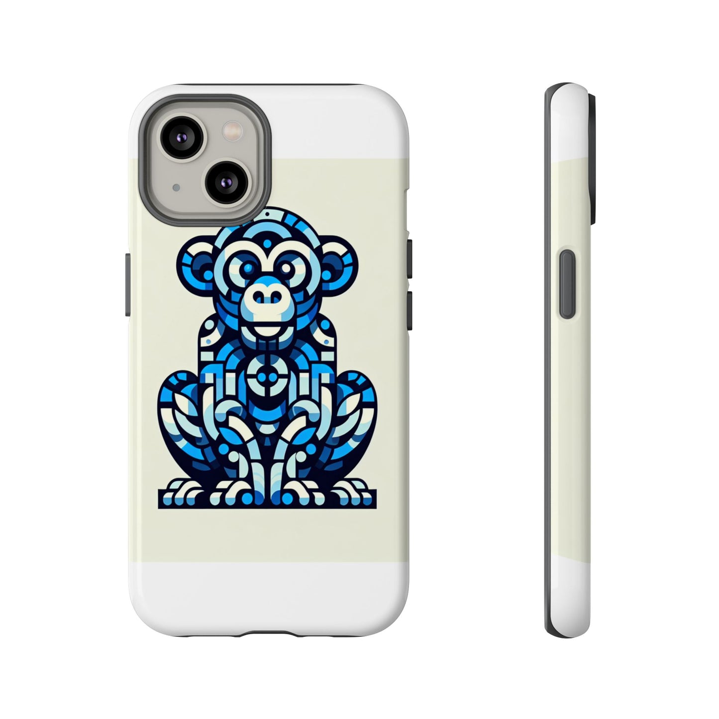vibrant blue 3d wrap phone case with playful monkey design for creative individuals compatible with iphone 13, 14, 15 & 16 – all models including pro, pro max & plus