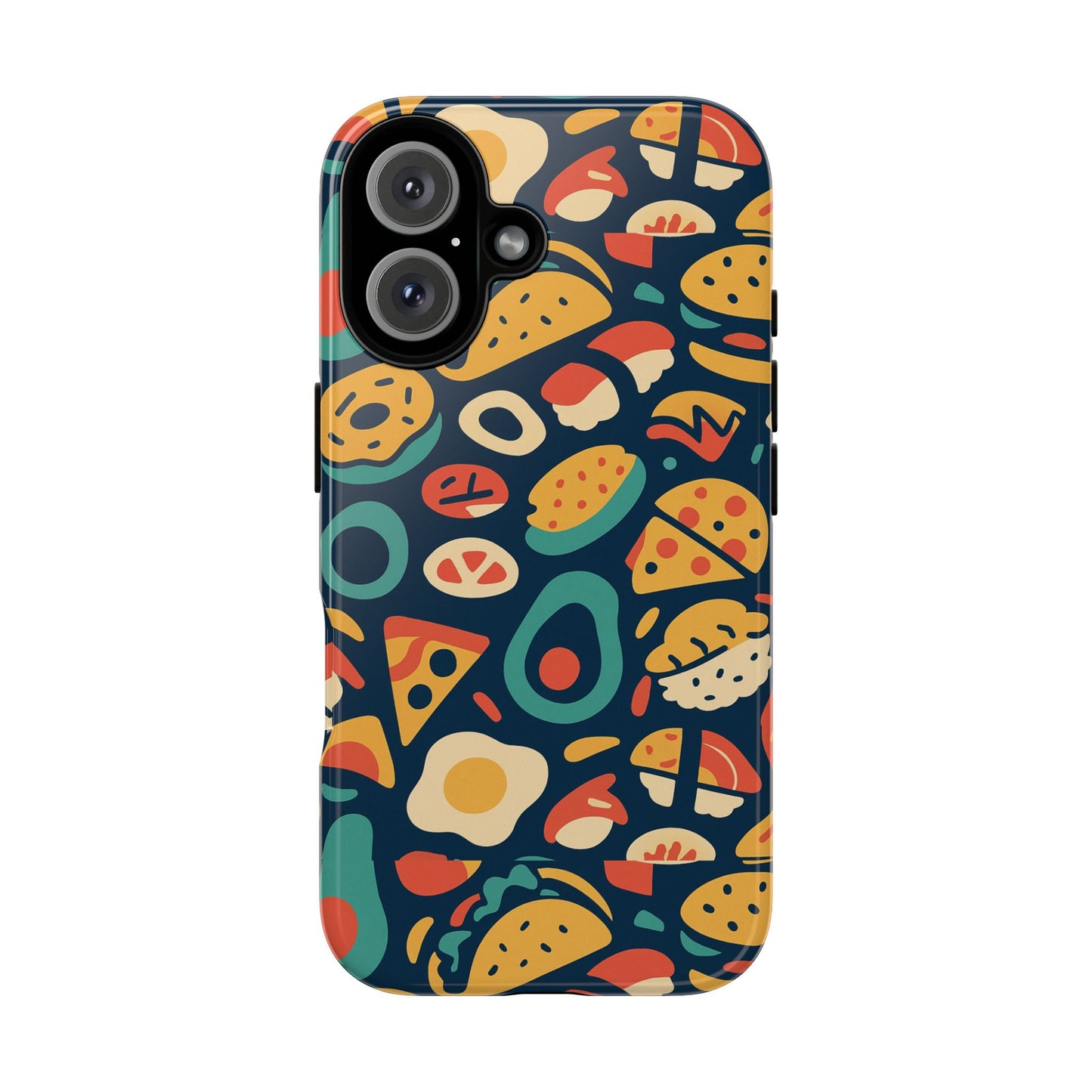 vibrant food-themed protective phone case with 3d design for stylish protection compatible with iphone 13, 14, 15 & 16 – all models including pro, pro max & plus