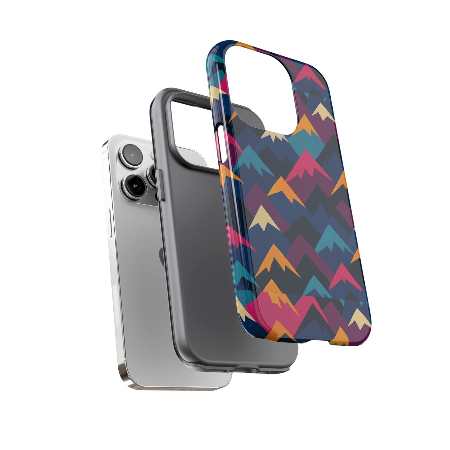 multicolour mountain geometric protective phone case – stylish accessory for unique self-expression compatible with iphone 13, 14, 15 & 16 – all models including pro, pro max & plus