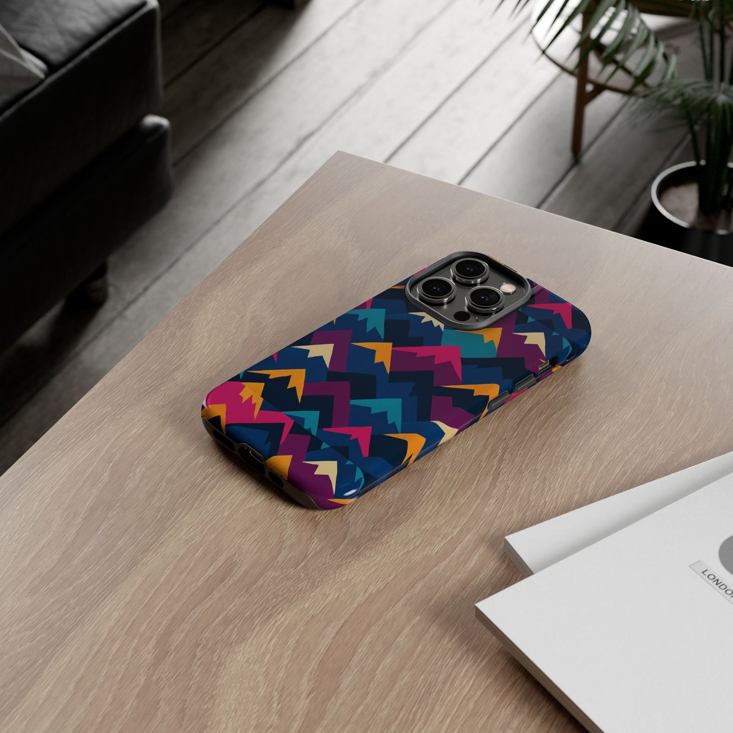multicolour mountain geometric protective phone case – stylish accessory for unique self-expression compatible with iphone 13, 14, 15 & 16 – all models including pro, pro max & plus