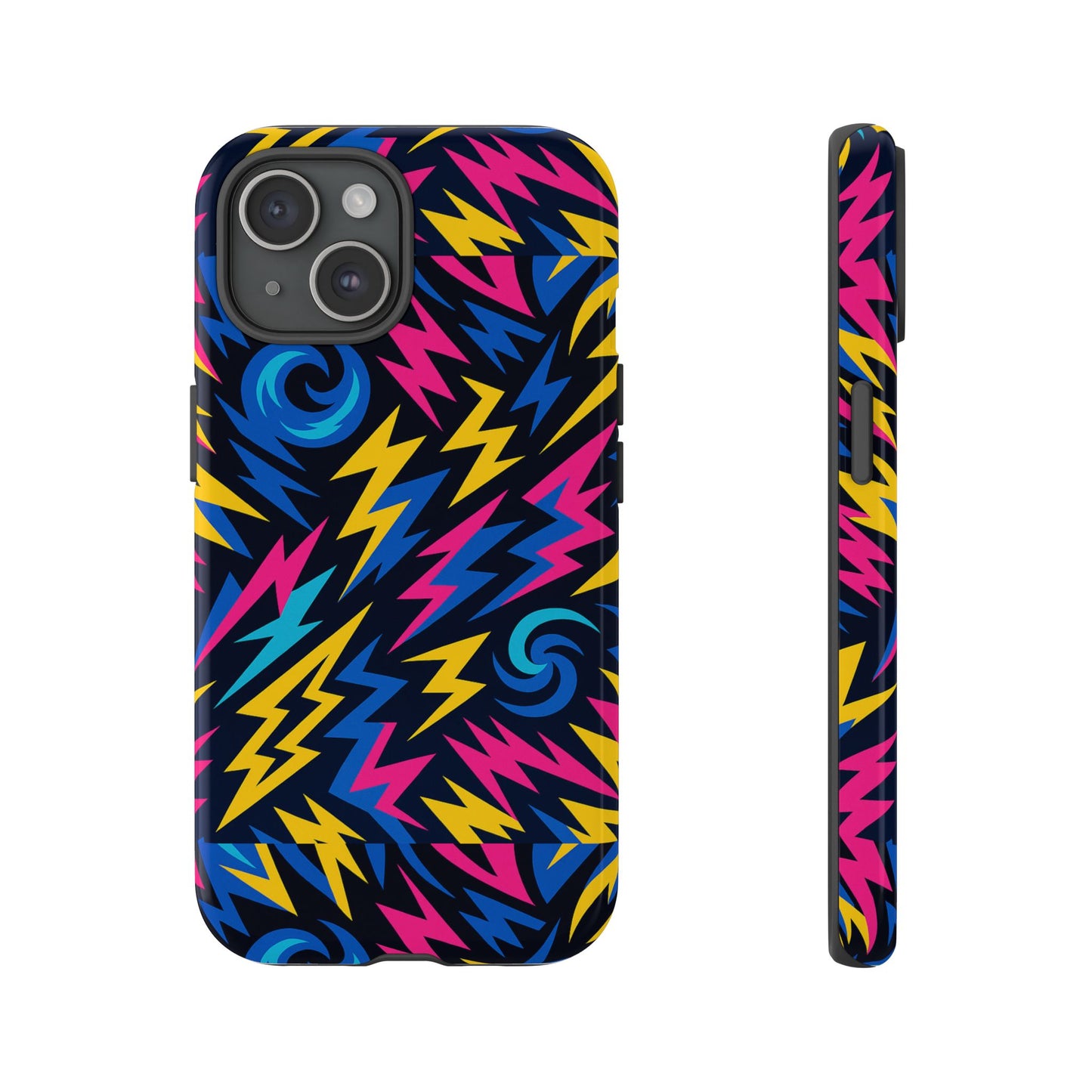 vibrant lightning bolt protective phone case with 3d wrap design for trendy aesthetic accessories compatible with iphone 13, 14, 15 & 16 – all models including pro, pro max & plus