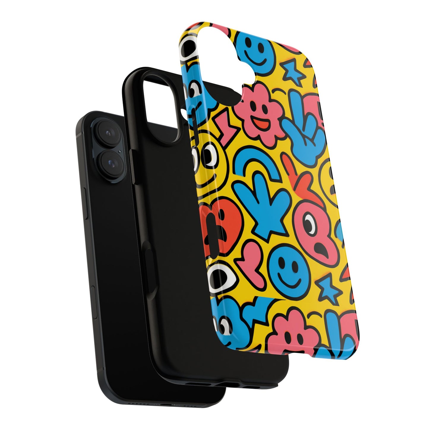 vibrant emoji phone case with fun 3d multicolour design, playful protective cover for kids and teens, compatible with iphone 13, 14, 15 & 16 – all models including pro, pro max & plus