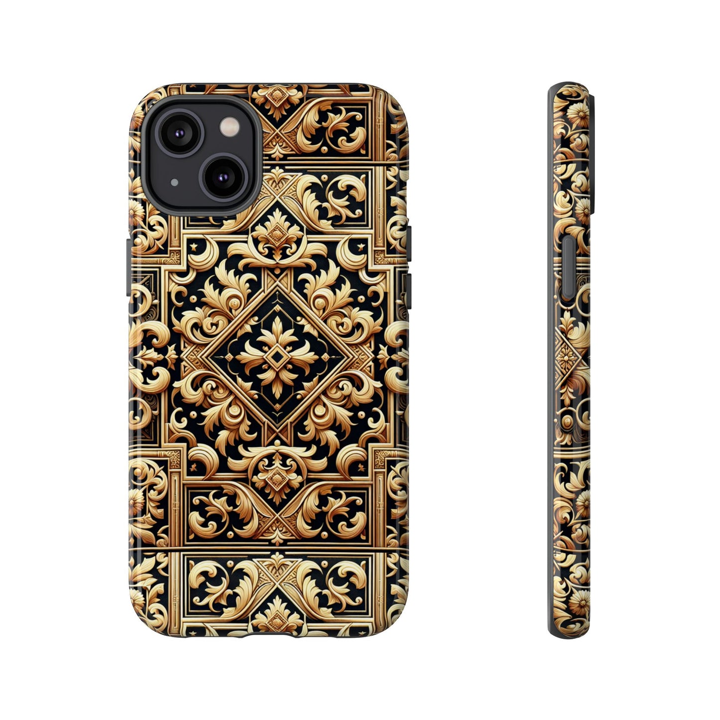 pattern image 3 vibrant shockproof phone case for anime and comic fans - ornate baroque gold design - compatible with iphone 13, 14, 15 & 16 – all models including pro, pro max & plus