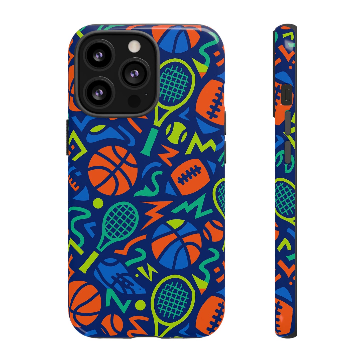 vibrant 3d sports pattern protective phone case for unisex – colourful accessory for stylish protection compatible with iphone 13, 14, 15 & 16 – all models including pro, pro max & plus