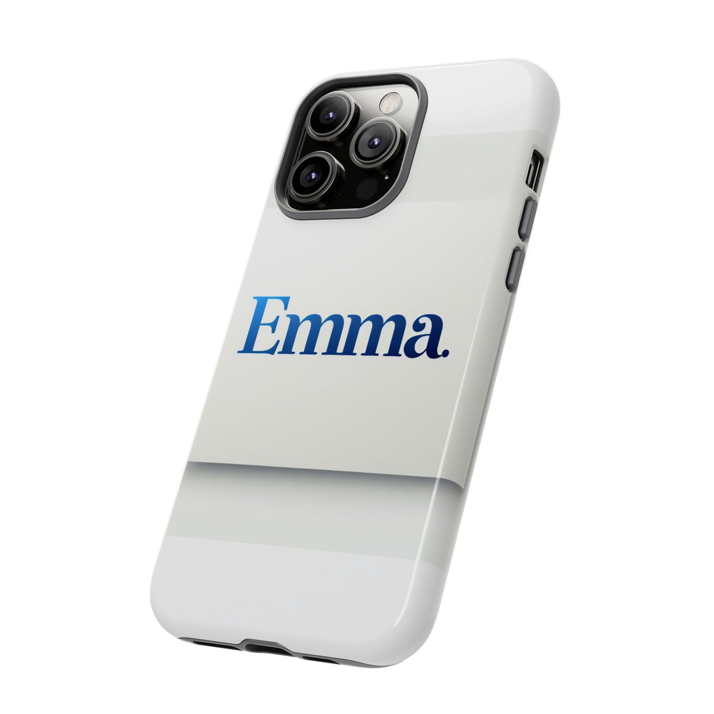elegant personalised protective phone case in white with blue typography for stylish individuals compatible with iphone 13, 14, 15 & 16 – all models including pro, pro max & plus