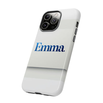 Elegant Personalised Protective Phone Case in White with Blue Typography for Stylish Individuals Compatible with iPhone 13, 14, 15 & 16 – All Models Including Pro, Pro Max & Plus