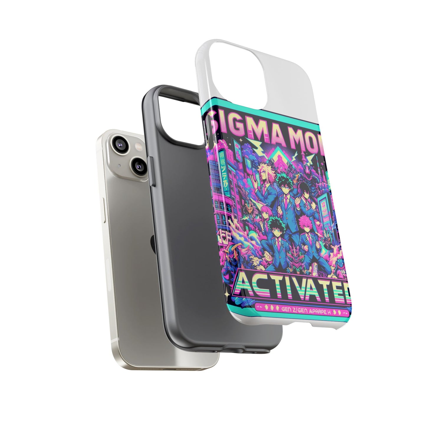 sigma mode activated vibrant protective phone case for anime and comic lovers, shock absorbing tpu silicone, 3d wrap design, uv protected, glossy or matte finish