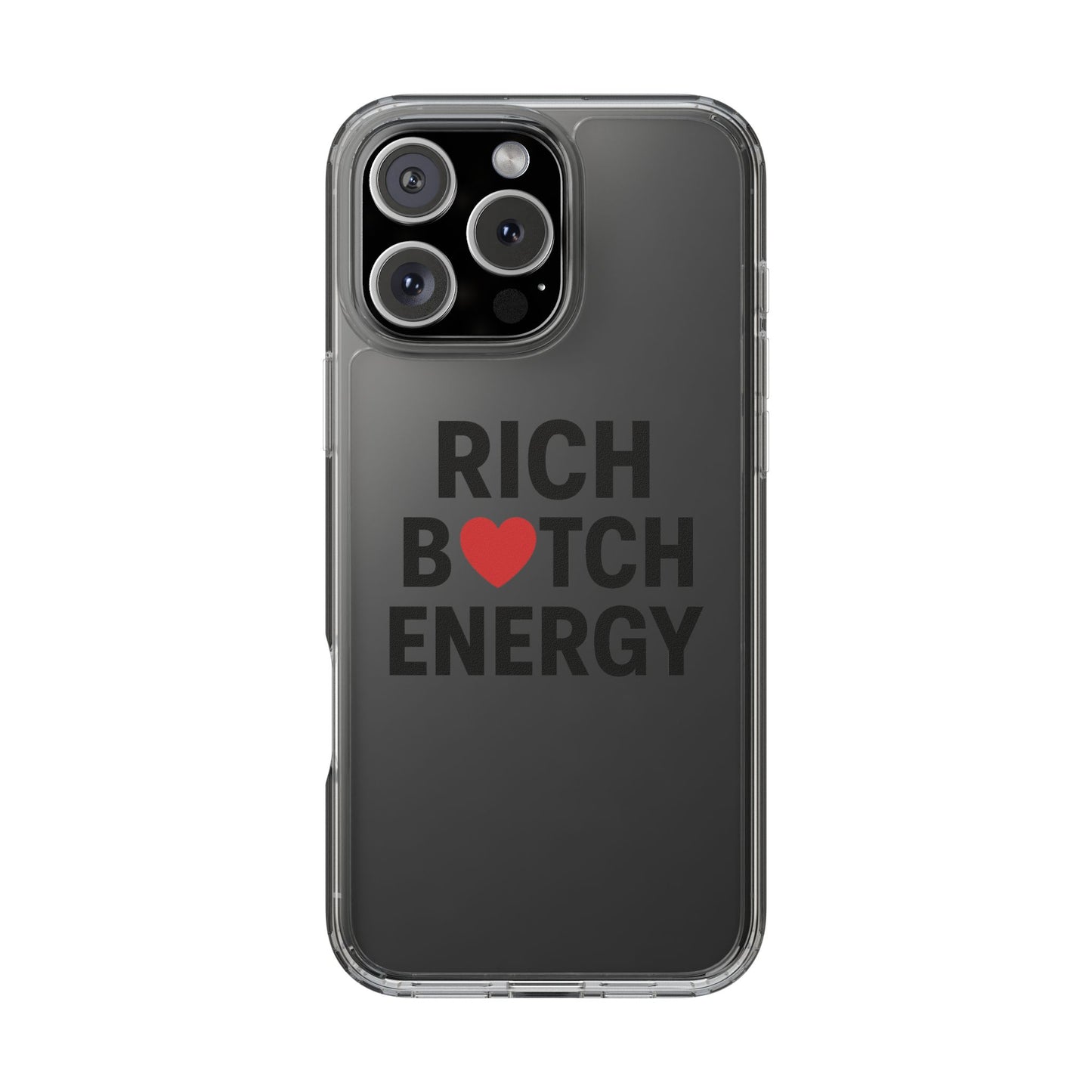rich bitch energy clear phone case for confident individuals - stylish protection with shock-absorbing materials and scratch-resistant design for everyday use