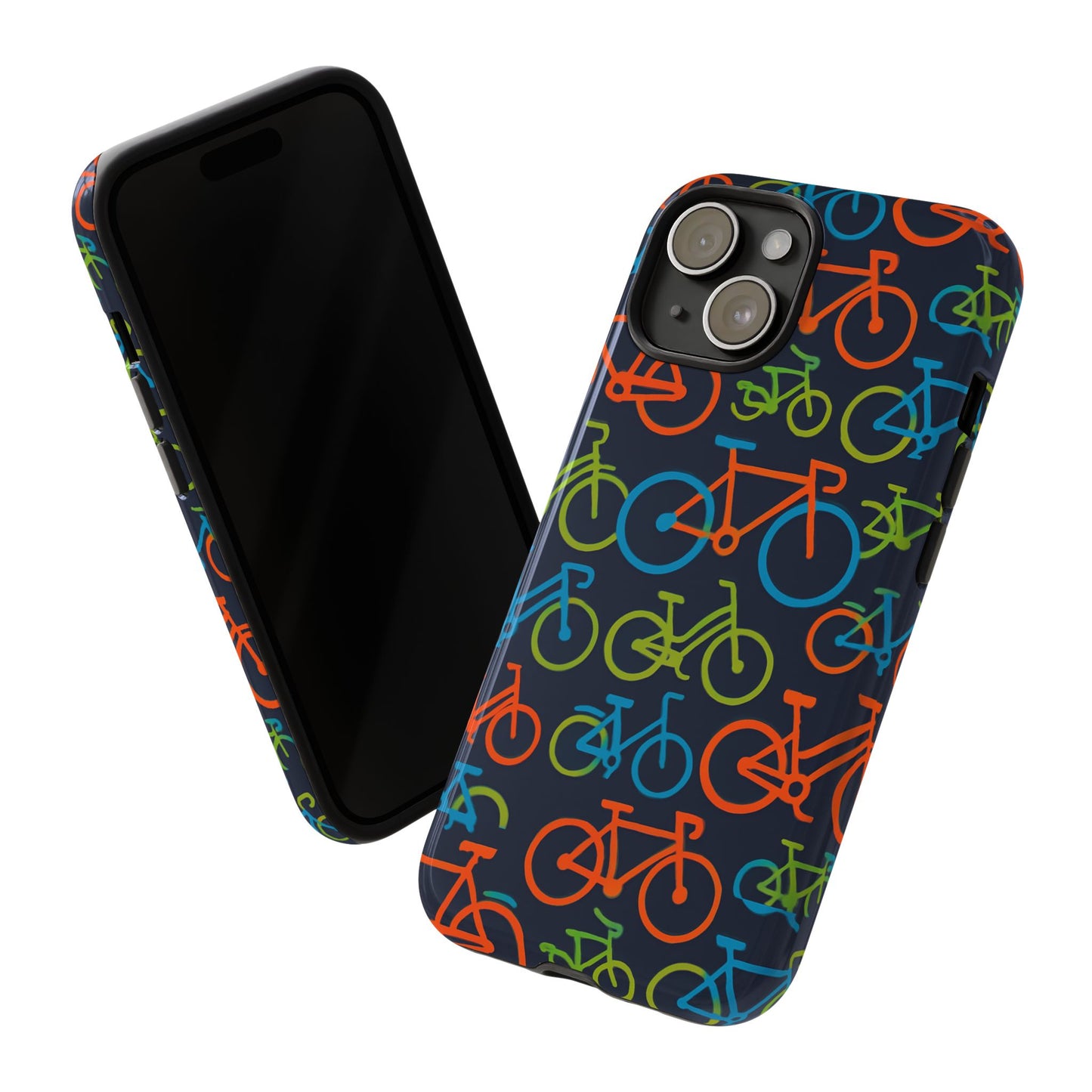 multicolour bicycle print protective phone case for smartphones – vibrant style and trendy accessory compatible with iphone 13, 14, 15 & 16 – all models including pro, pro max & plus