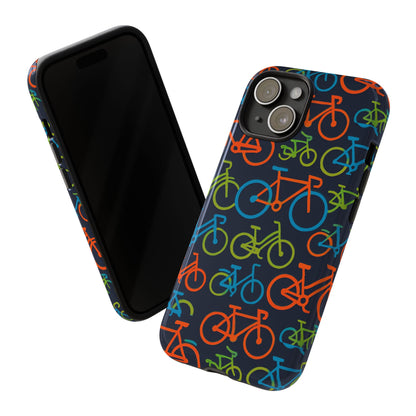 Multicolour Bicycle Print Protective Phone Case for Smartphones – Vibrant Style and Trendy Accessory Compatible with iPhone 13, 14, 15 & 16 – all models including Pro, Pro Max & Plus