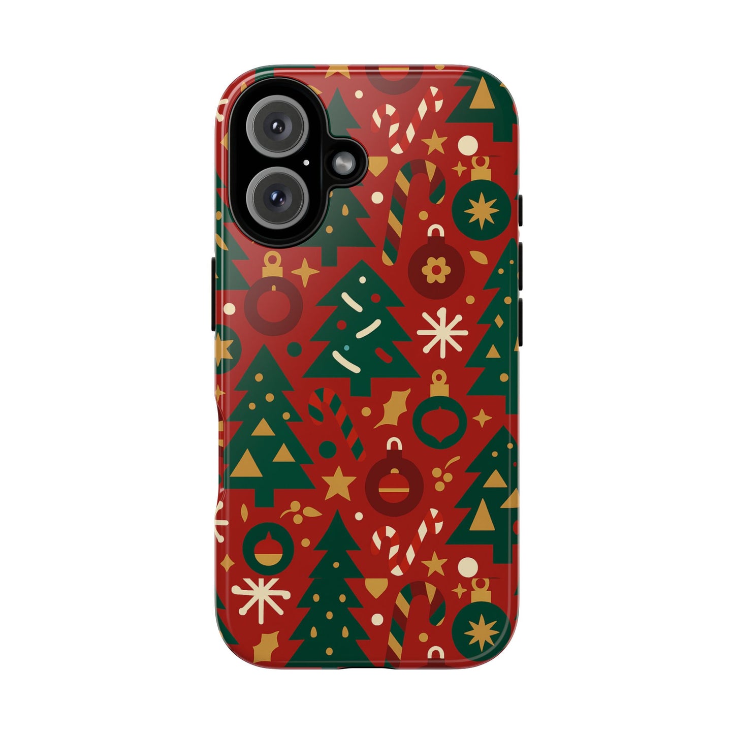 festive red christmas phone case with 3d wrap design – vibrant protection for iphone 13, 14, 15 & 16 – all models including pro, pro max & plus