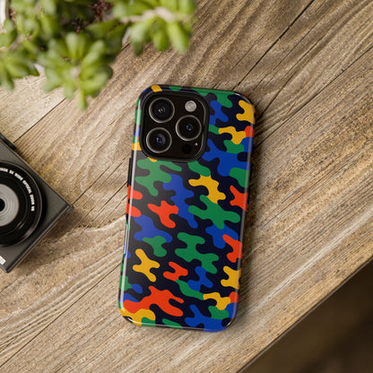 Multicolour Camouflage Protective Phone Case with 3D Wrap Design for Stylish Smartphone Protection Compatible with iPhone 13, 14, 15 & 16 – All Models Including Pro, Pro Max & Plus