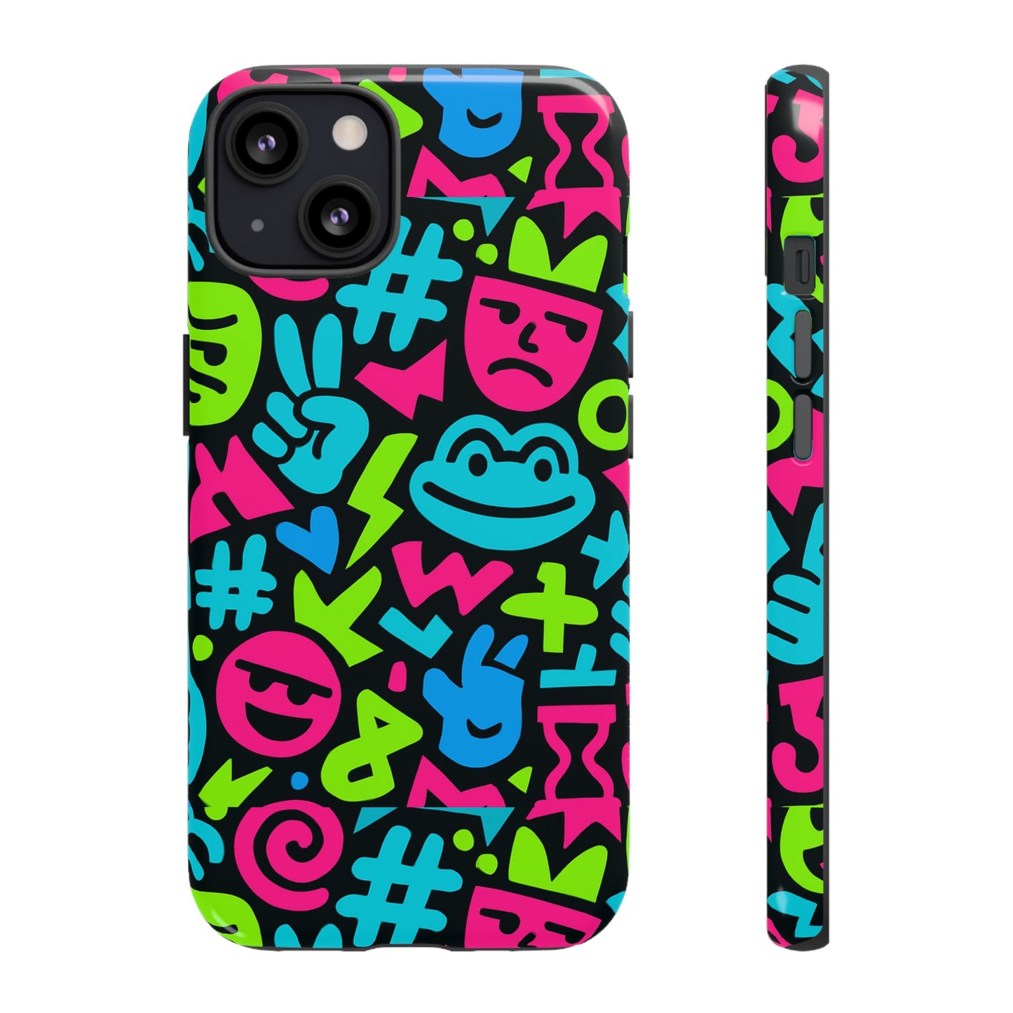 vibrant emoji pattern protective phone case colourful 3d design stylish protection for unisex smartphones compatible with iphone 13, 14, 15 & 16 – all models including pro, pro max & plus