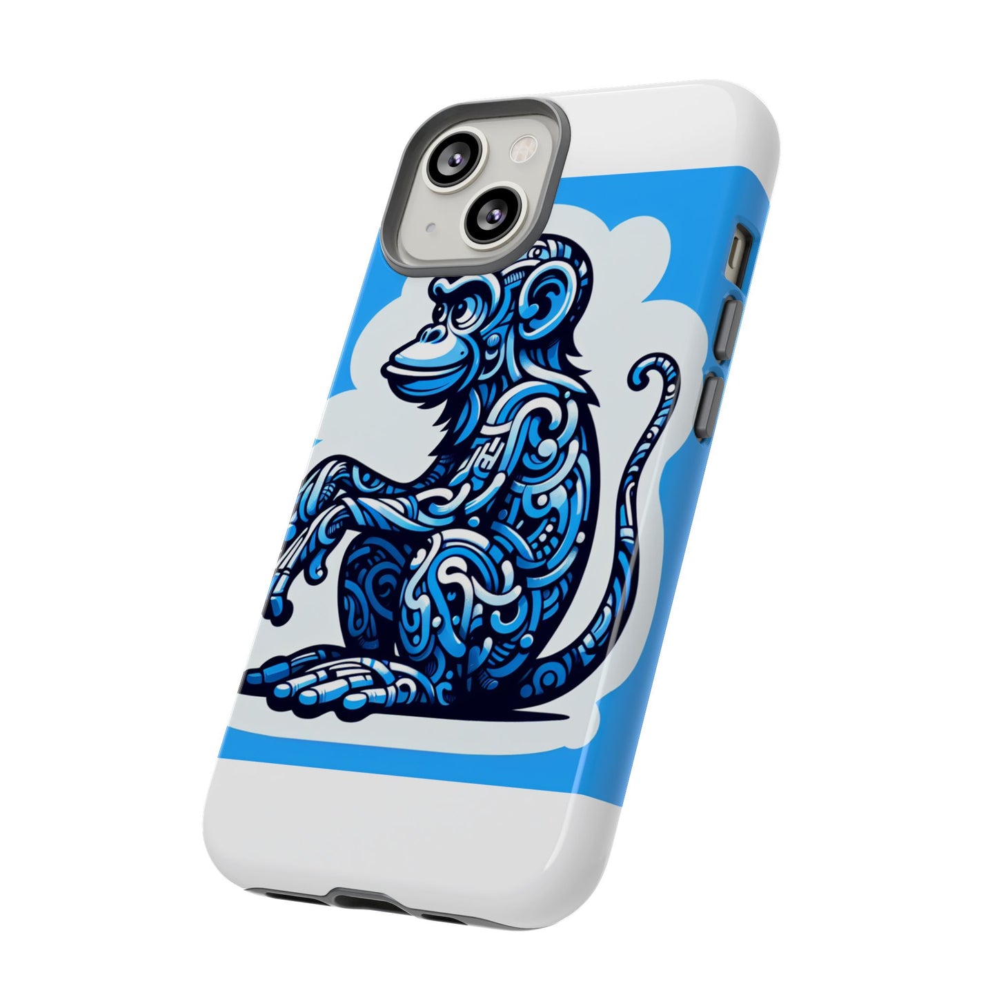 vibrant 3d monkey design phone case in blue – stylish protection for smartphones compatible with iphone 13, 14, 15 & 16 – all models including pro, pro max & plus