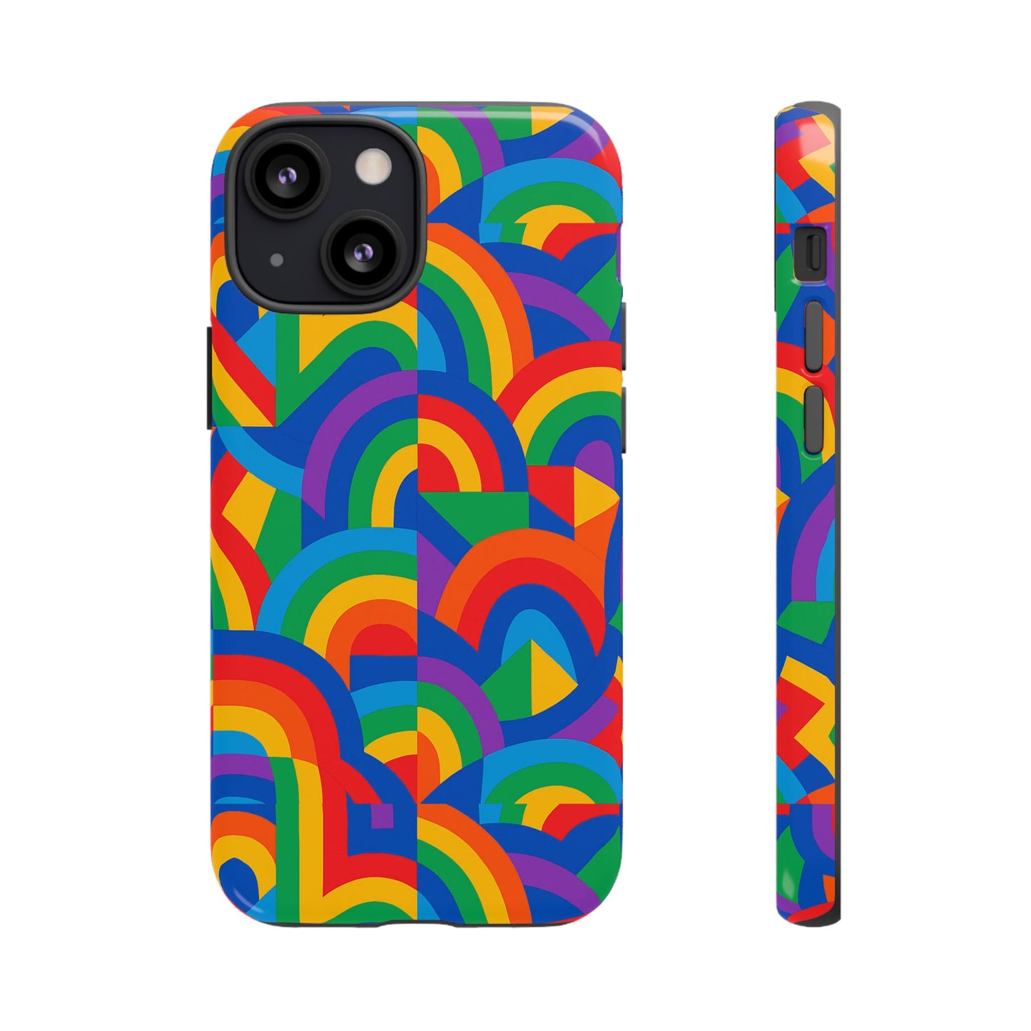 multicolour rainbow protective phone case with 3d design for stylish protection compatible with iphone 13, 14, 15 & 16 – all models including pro, pro max & plus