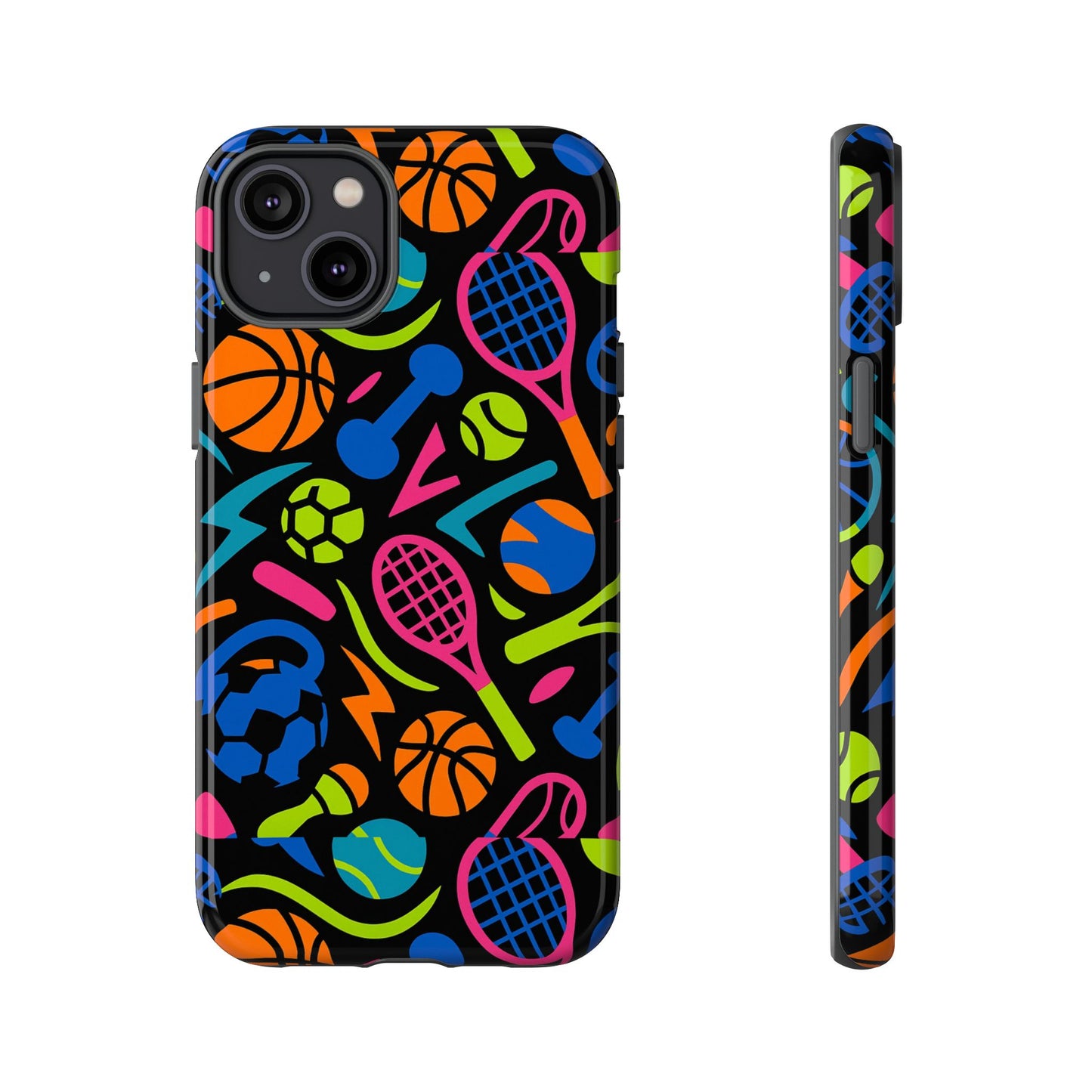 vibrant 3d sport-themed protective phone case in multicolour design for active lifestyle compatible with iphone 13, 14, 15 & 16 – all models including pro, pro max & plus