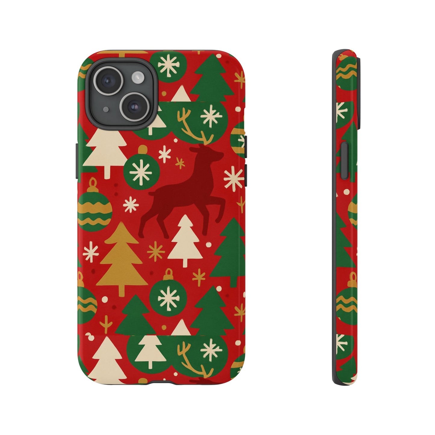 vibrant red christmas phone case with festive 3d design for stylish protection compatible with iphone 13, 14, 15 & 16 – all models including pro, pro max & plus