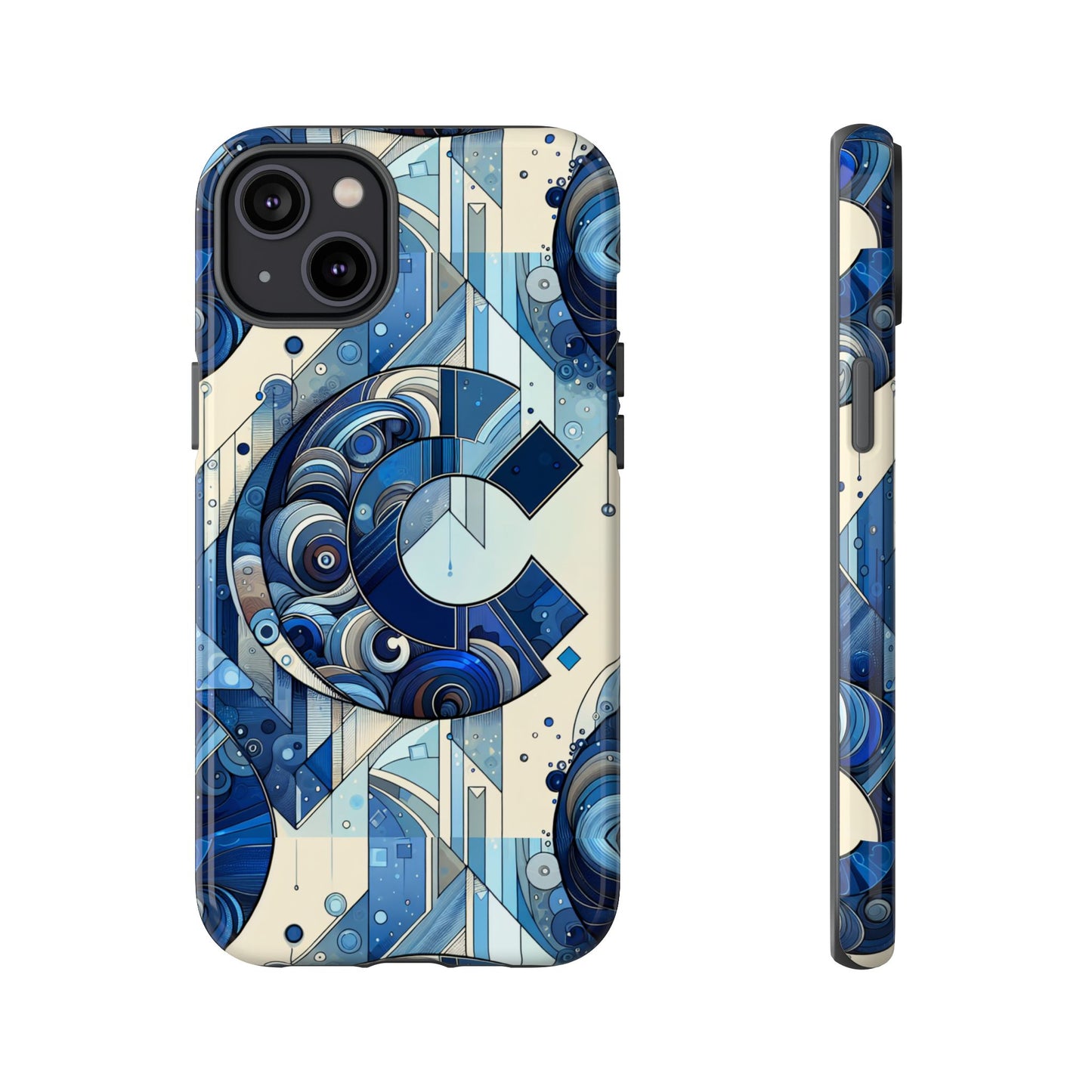 blue alphabet c phone case for smartphone protection with 3d wrap design, shock absorption, uv protection, durable silicone material, suitable for tech enthusiasts and individuality seekers