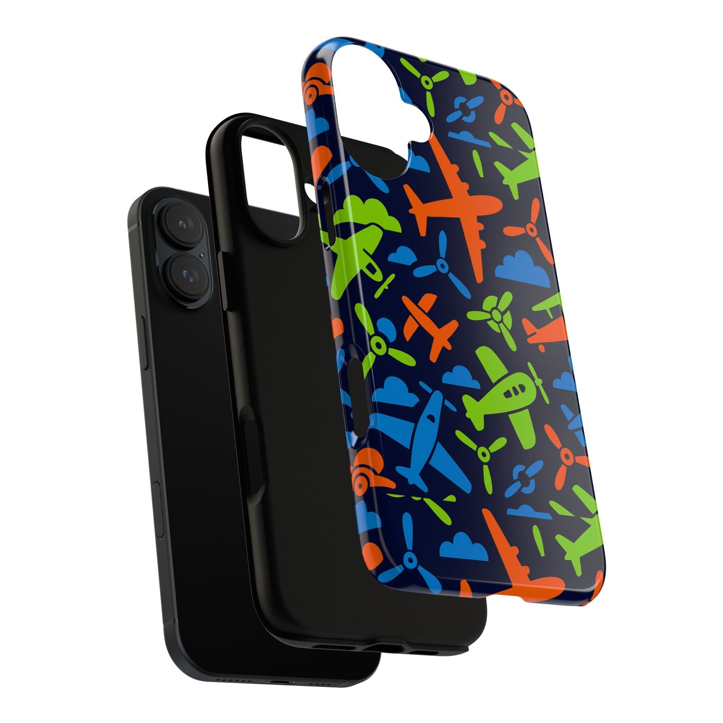vibrant airplane pattern protective phone case for colourful accessory durable design compatible with iphone 13, 14, 15 & 16 – all models including pro, pro max & plus