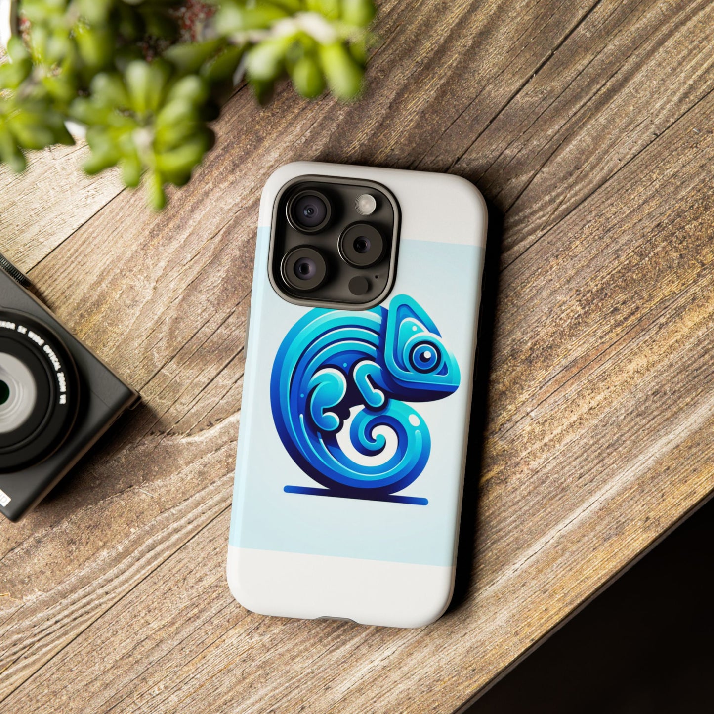 vibrant 3d chameleon phone case in blue retro design for stylish protection – compatible with iphone 13, 14, 15 & 16 – all models including pro, pro max & plus