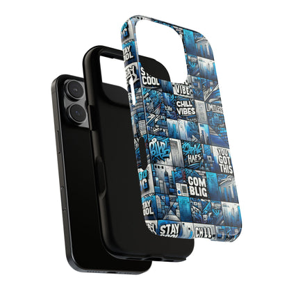 Vibrant 3D Wrap Protective Phone Case in Blue Urban Aesthetic Design for Stylish Smartphone Protection Compatible with iPhone 13, 14, 15 & 16 – All Models Including Pro, Pro Max & Plus