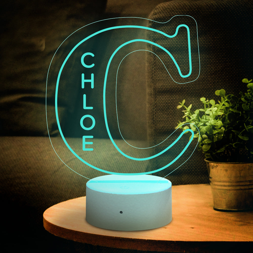a-z 26 letters led lamp custom name night light for kids, colour changing acrylic night light, personalised bedroom decor, gift for him or her